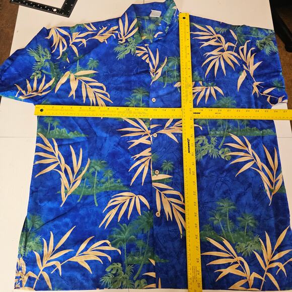 Vintage Blue Palm Trees Hawaiian Aloha Shirt Men's Size 2XL 1616 - Picture 4 of 6